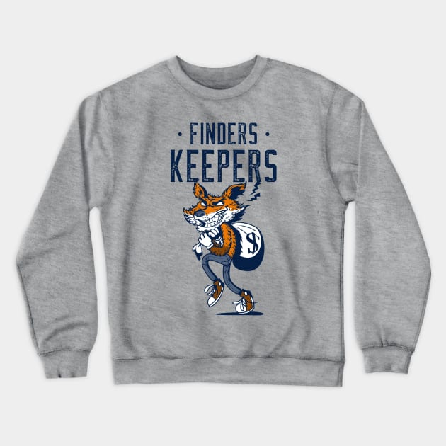 Finders Keepers / Funny Fox Burglar Design / Cartoon Style Fox Robbing the Bank Graphic Crewneck Sweatshirt by Redboy